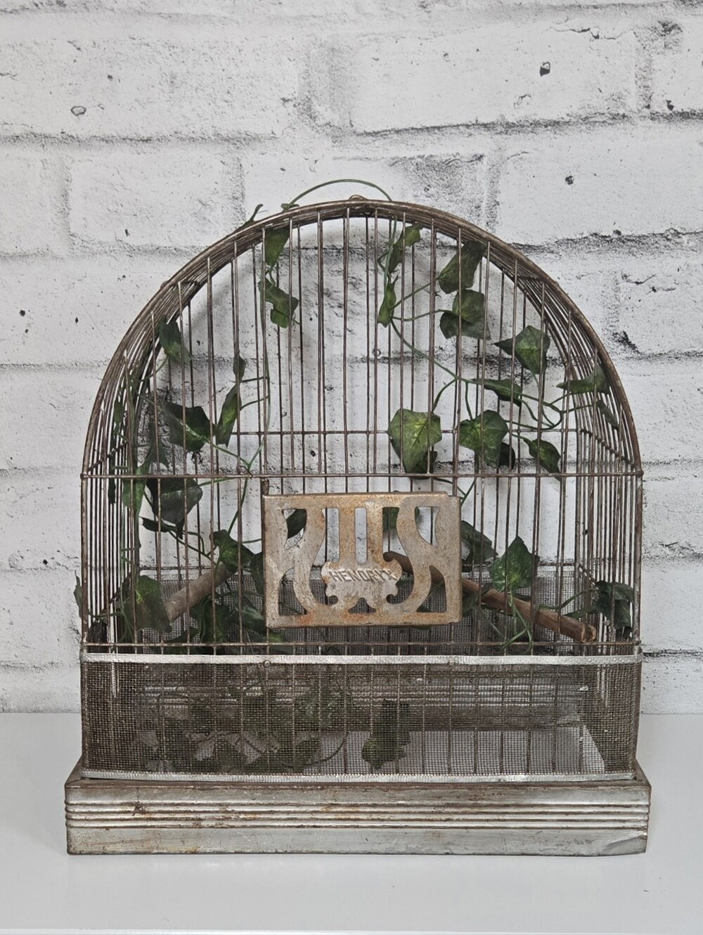 Vintage Hendryx Metal Bird Cage Decorative Rustic Farmhouse Aviary